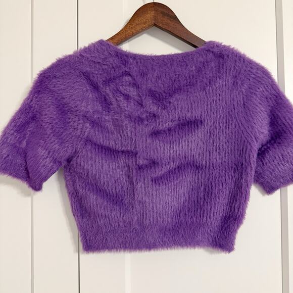 OVAL SQUARE Women’s SMALL Young Sweater Knit Crop Top Short Sleeve Anthropologie - Picture 7 of 12